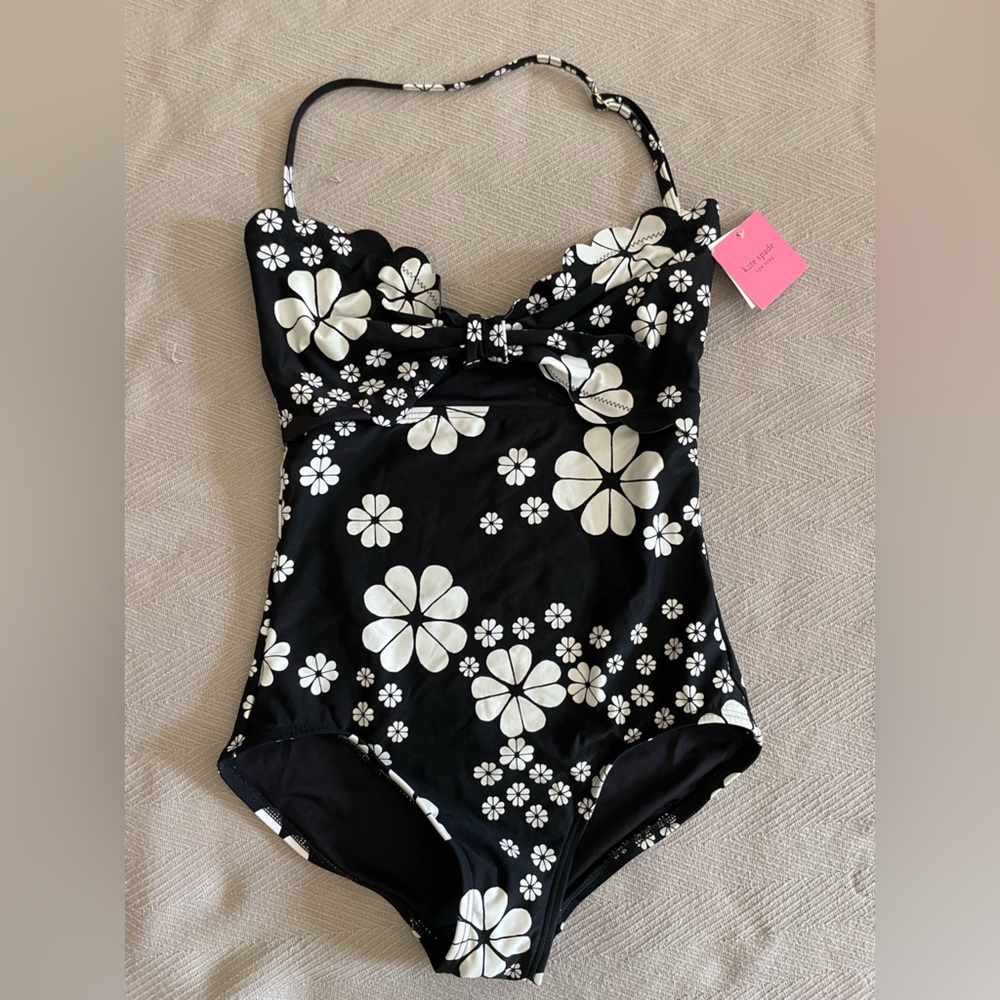 kate spade Black and White Floral One-Piece Swimsuit